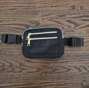 Black Belt Bag with Gold Accents